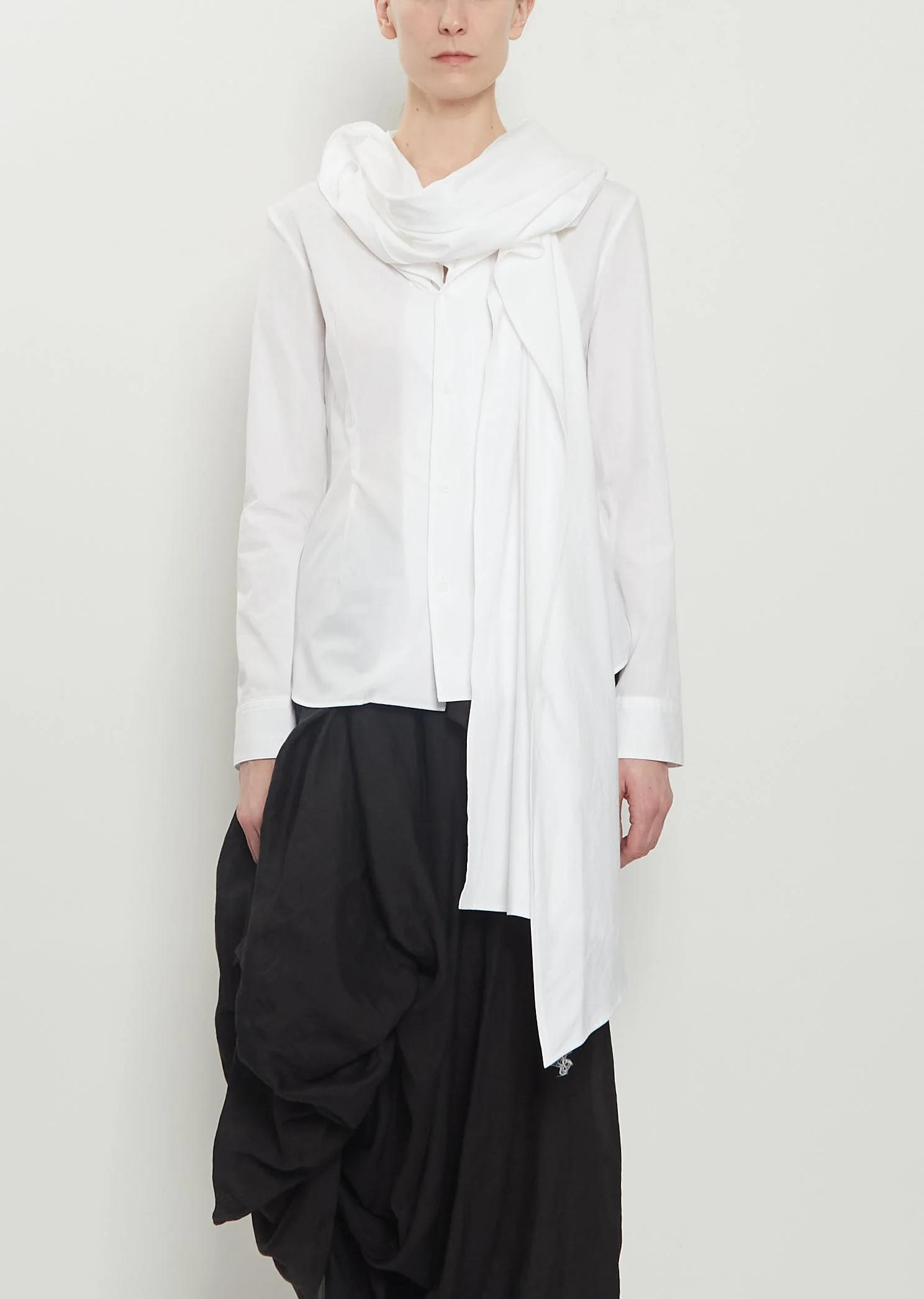 Stole Detail Cotton Blouse - 1