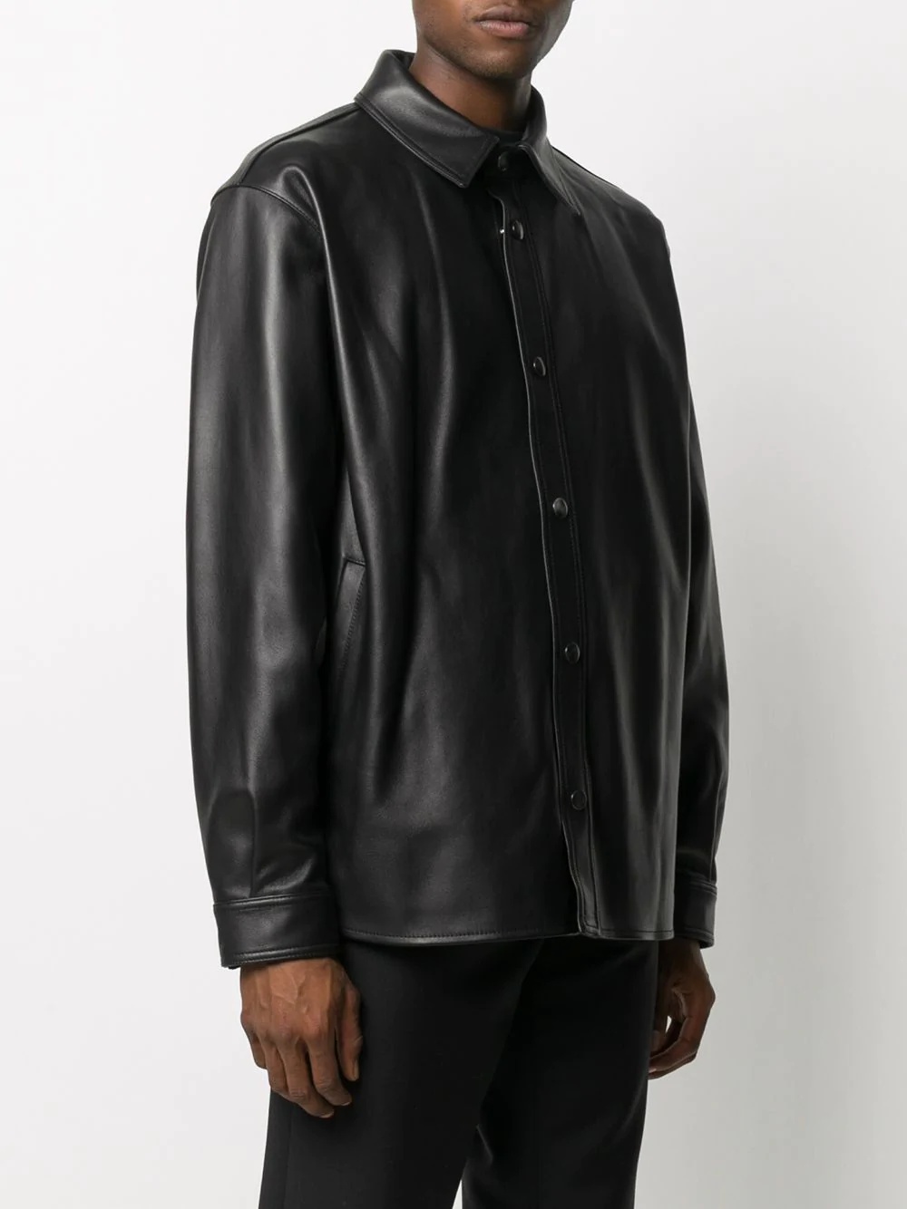 classic collar lambskin jacket - 3