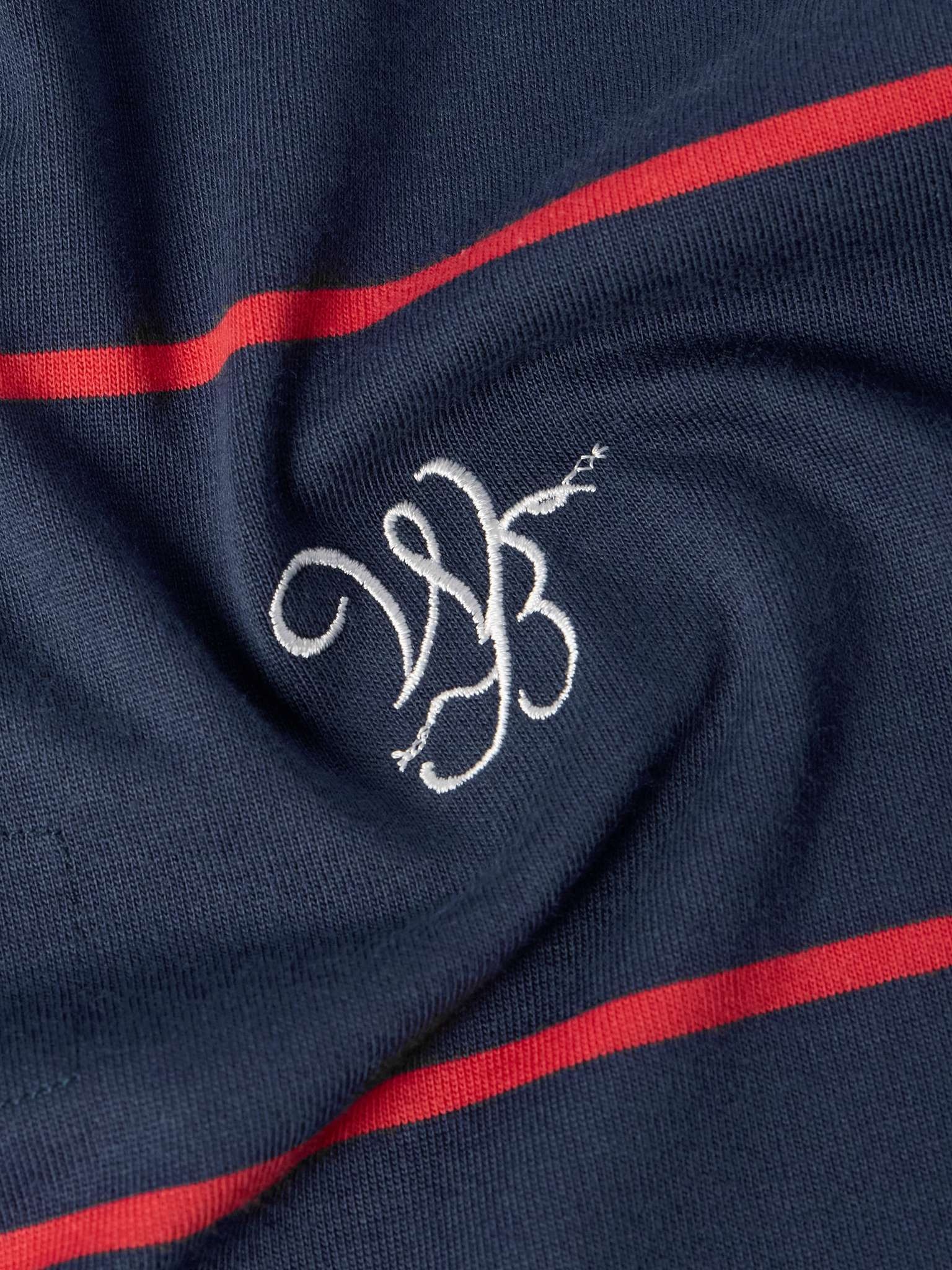 Logo-Embroidered Twill-Trimmed Striped Organic Cotton-Jersey Polo Shirt - 4