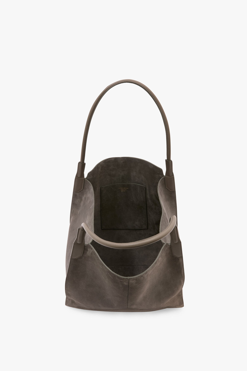 Victoria Beckham Victoria Tote Bag Large In Pebble Grey Suede outlook