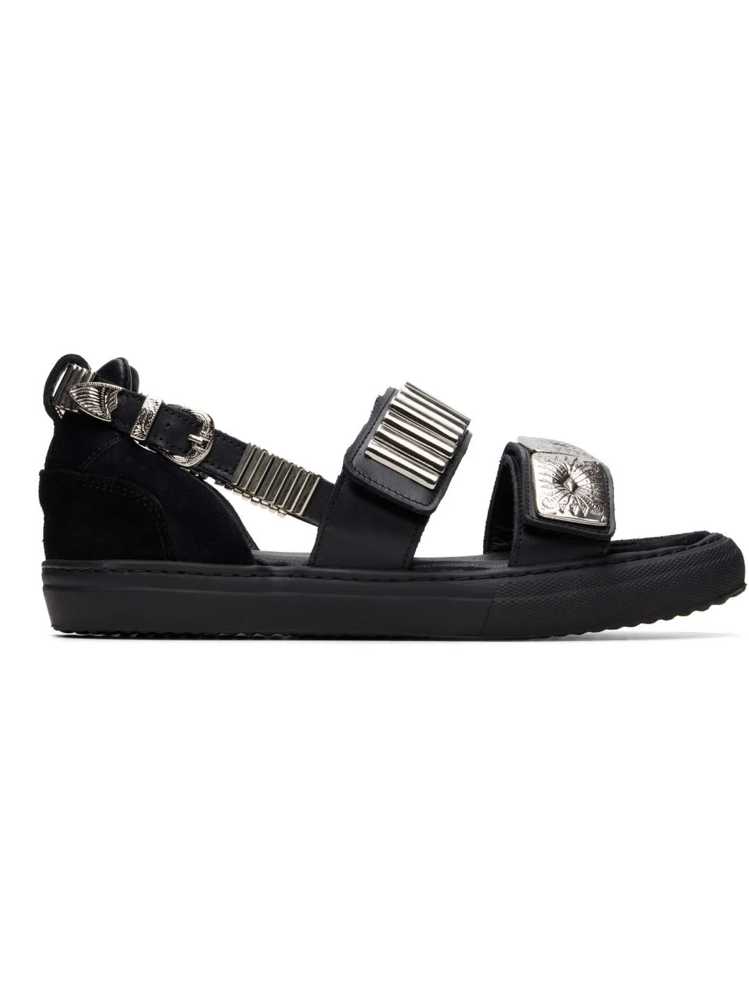 Black Metal Sneaker Sandals - 1