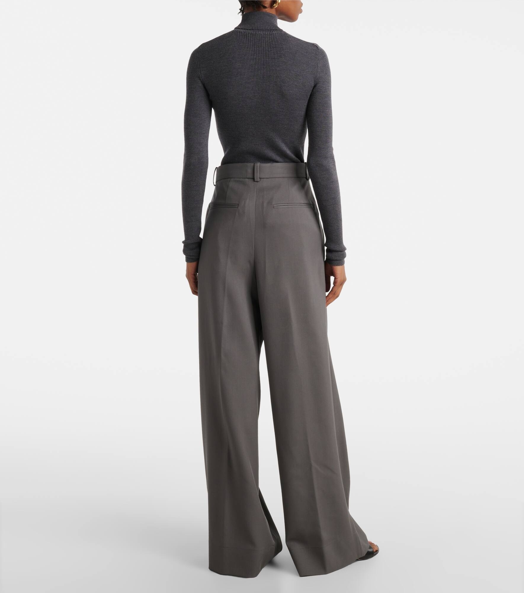 High-rise wool wide-leg pants - 3