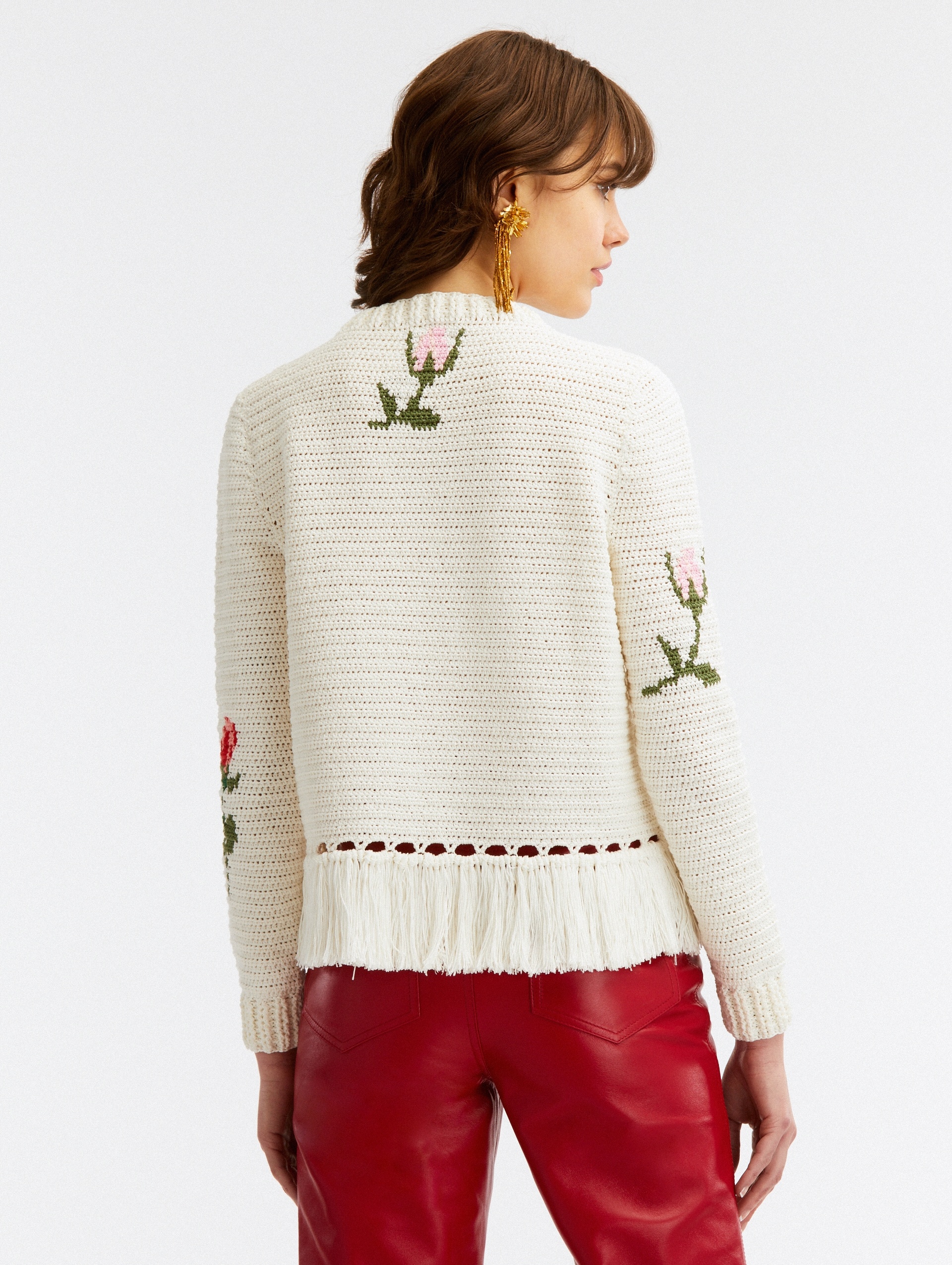 ROSE CROCHET FRINGE DETAIL PULLOVER - 4