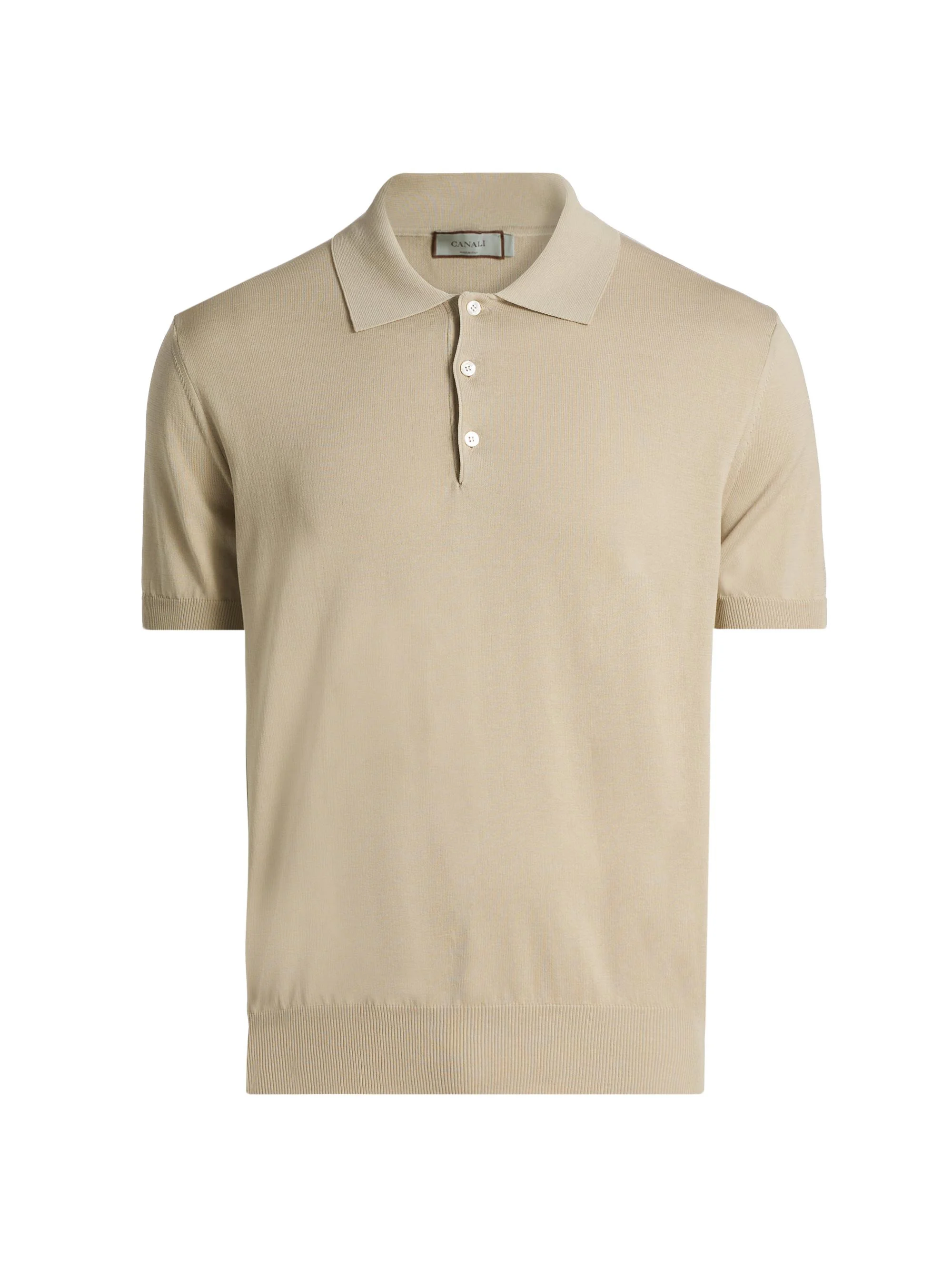 Men's Cotton Knit Polo Shirt - Tan - 1