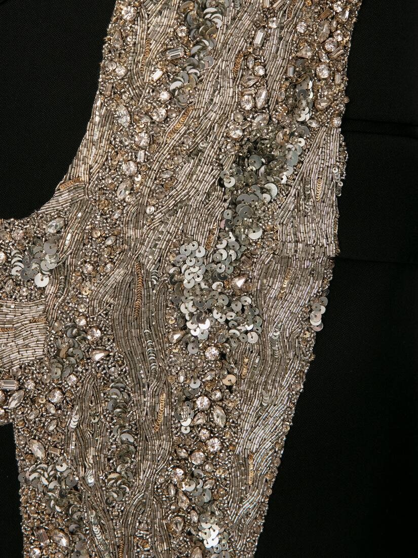Molten Metal Embroidered Jacket in Black - 5