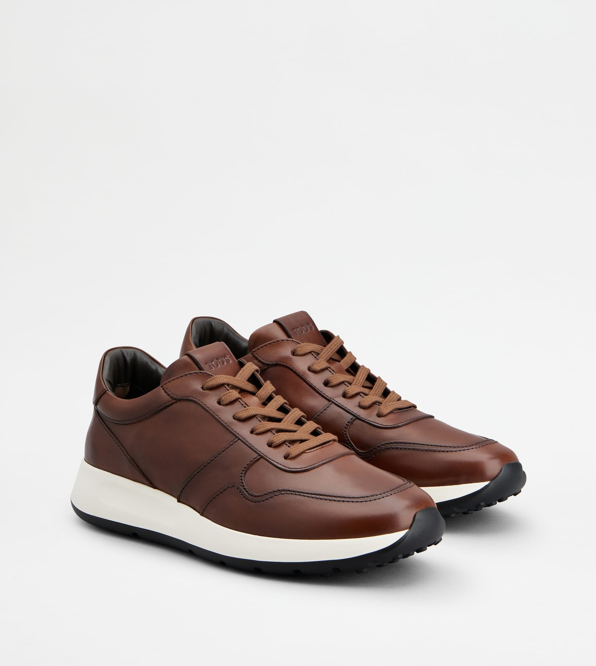 SNEAKERS IN LEATHER - BROWN - 3