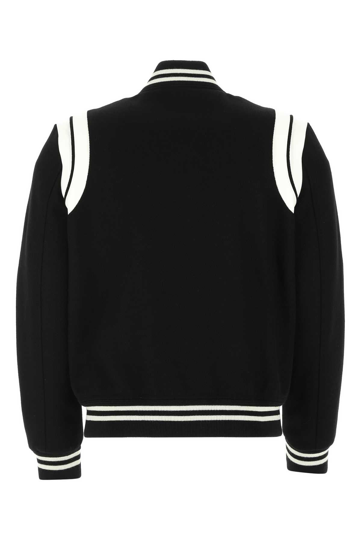 Saint Laurent Men Black Wool Blend Bomber Jacket - 2