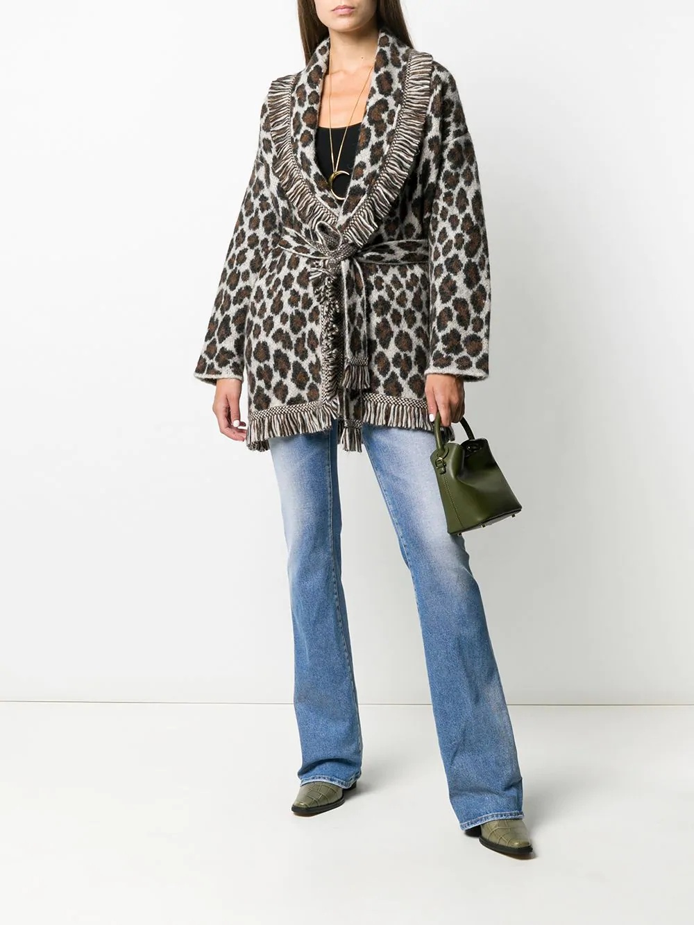 jacquard leopard pattern cardigan - 2