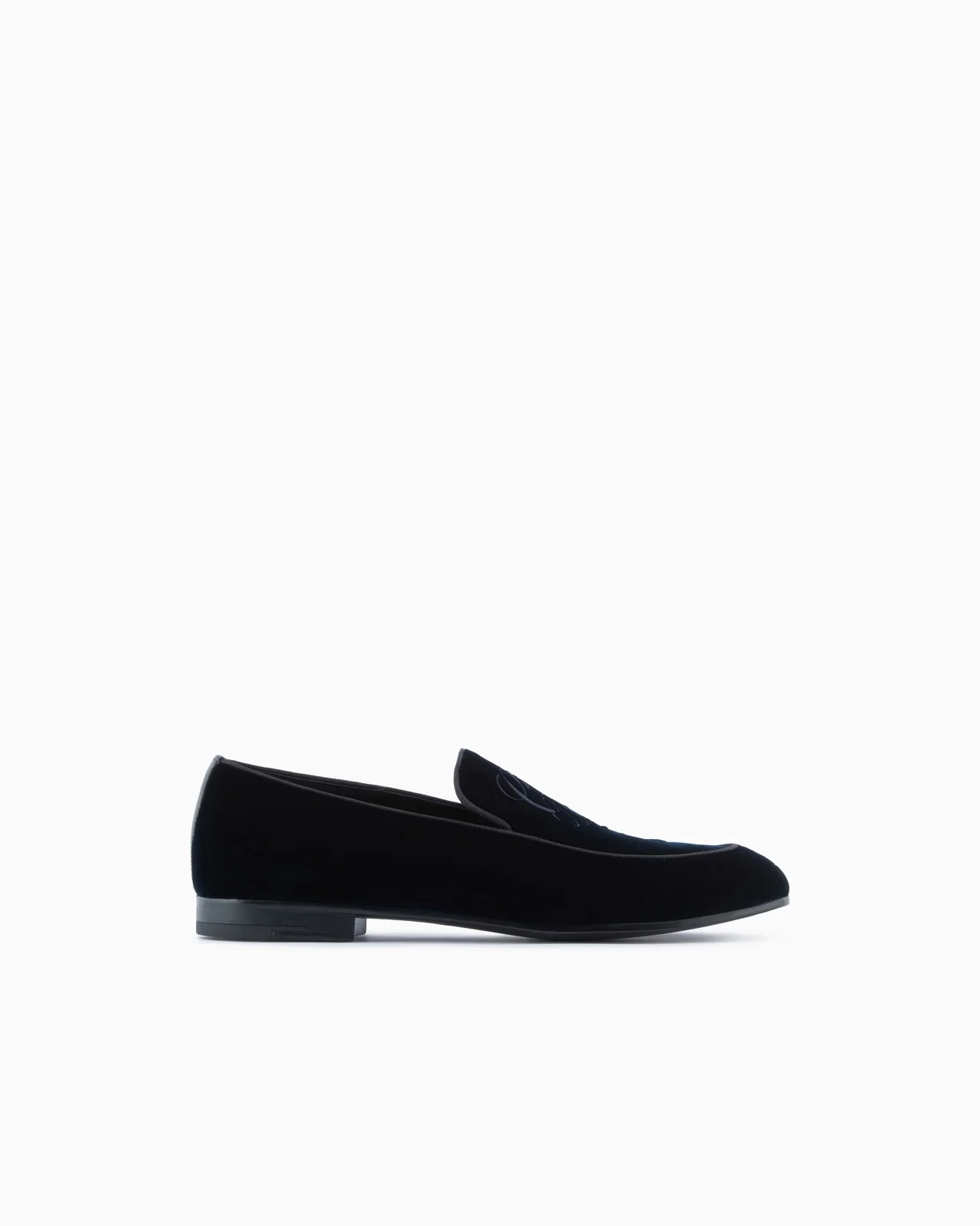 Velvet loafers with embroidered logo - 1