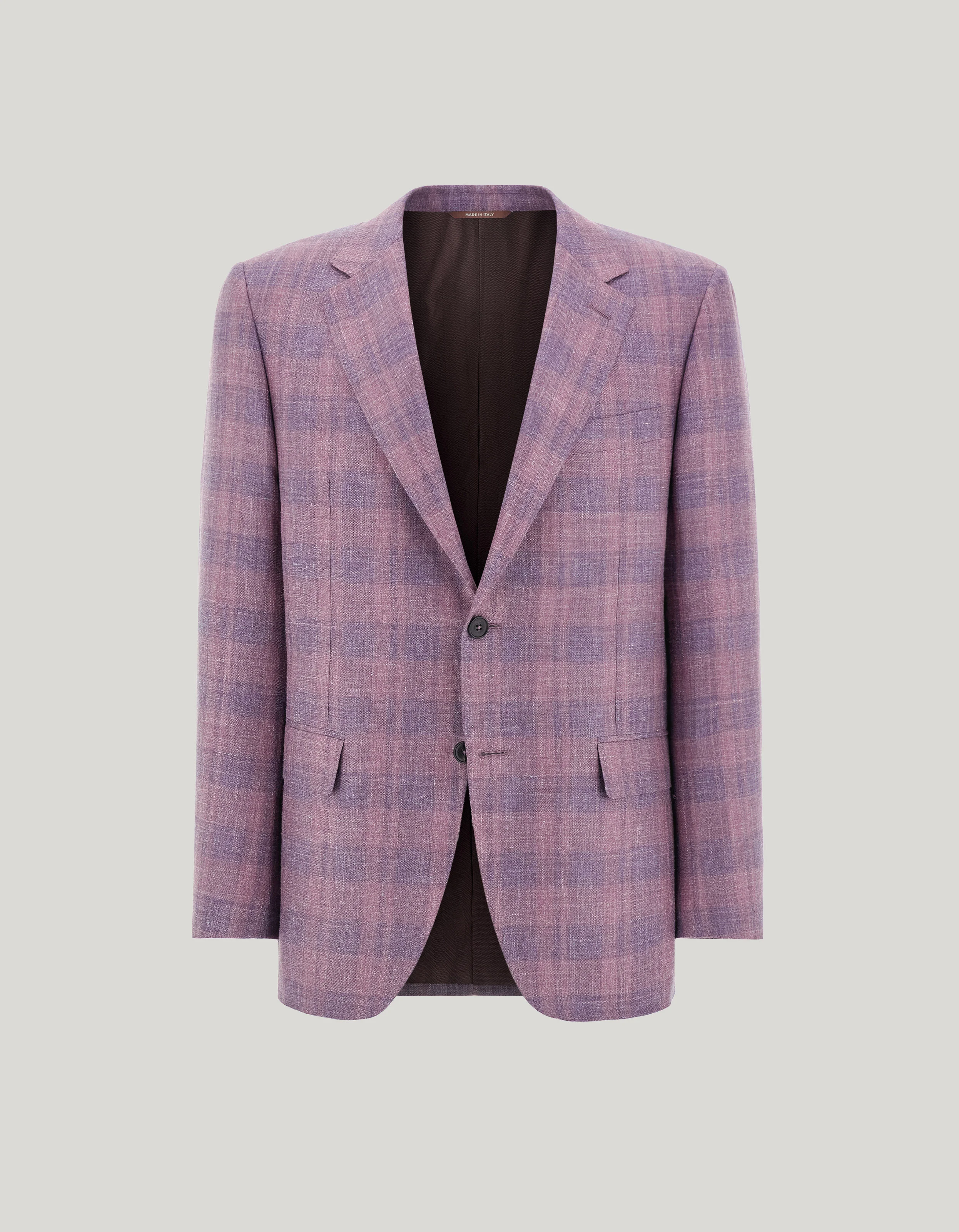 MAUVE CASHMERE, LINEN AND SILK REGULAR-FIT JACKET - 1