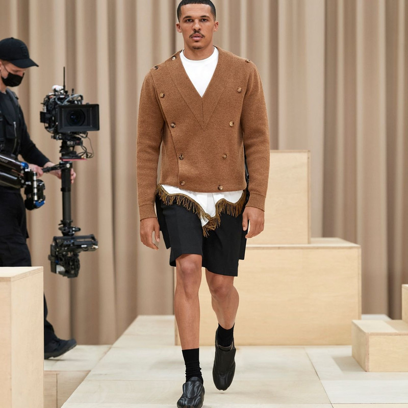 Technical Wool Double-breasted V-neck Sweater 8