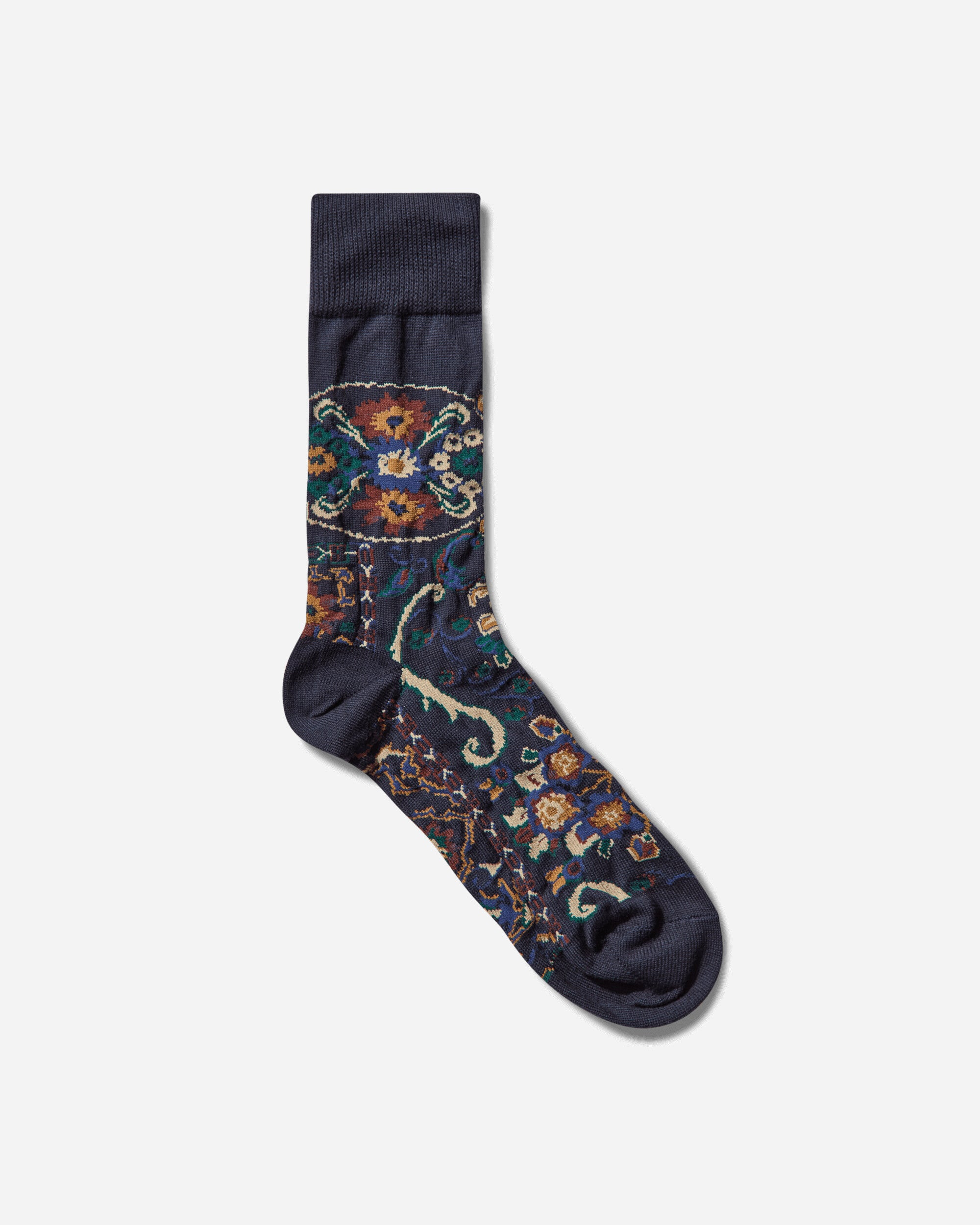 Floral Socks Navy - 1