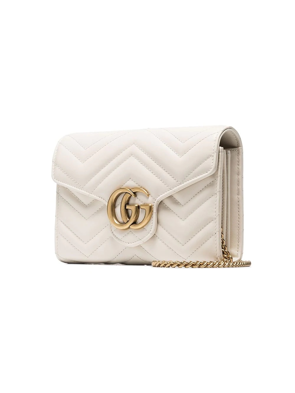 white GG marmont leather shoulder bag - 4