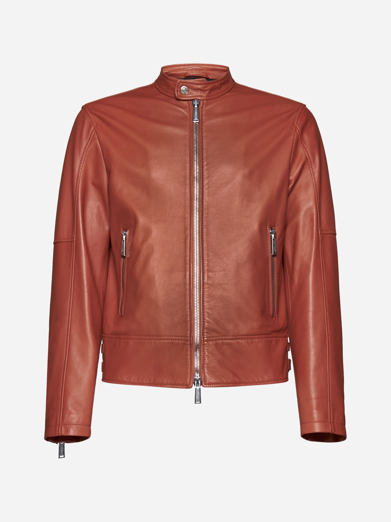 Leather biker bomber jacket - 1