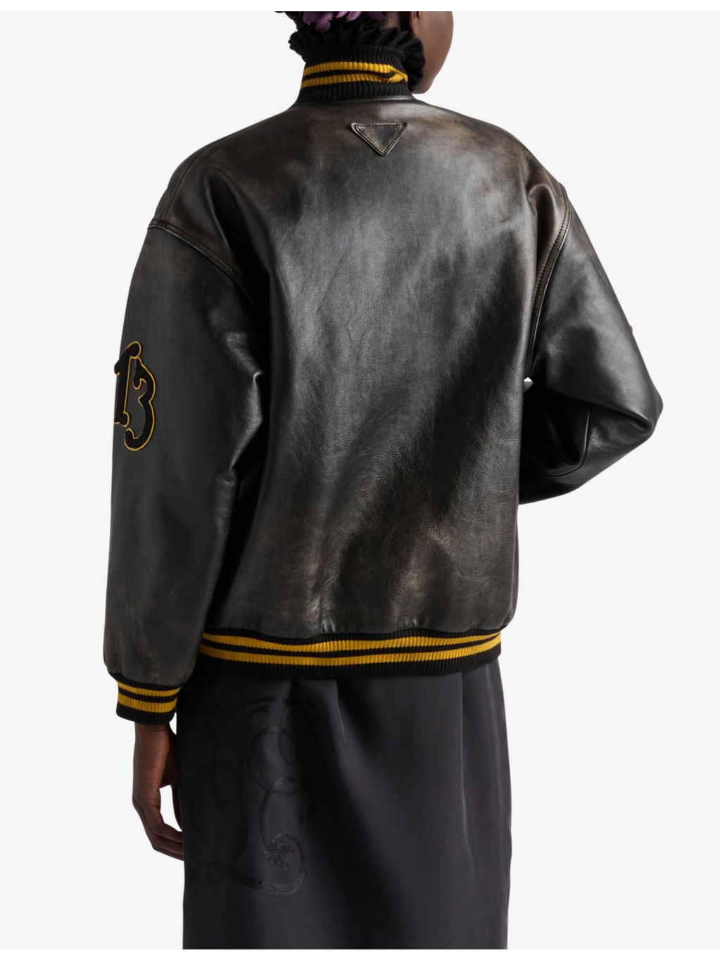 Patch-motif relaxed-fit leather bomber jacket - 4