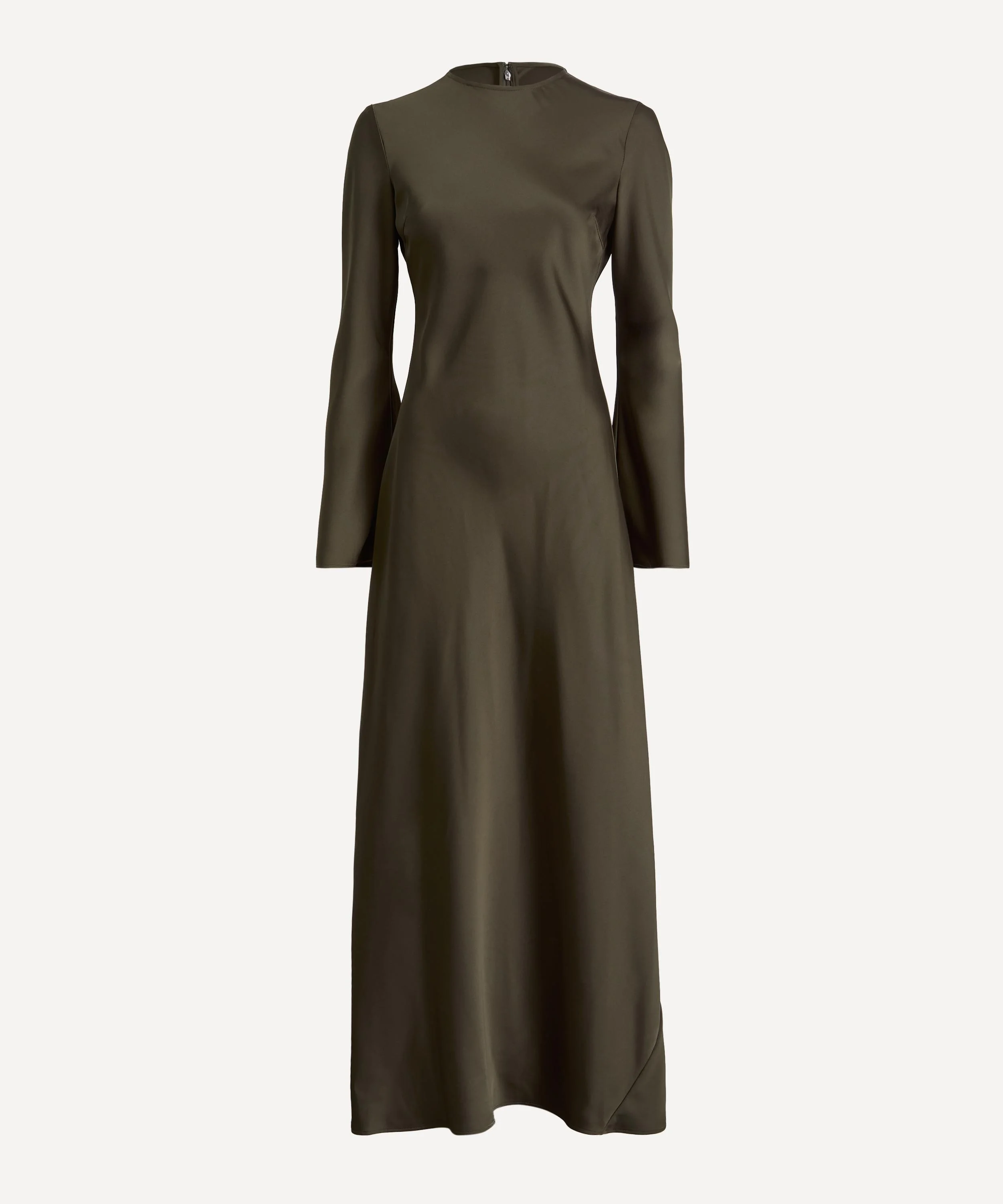 Dark Green Satin Maxi Dress - 1