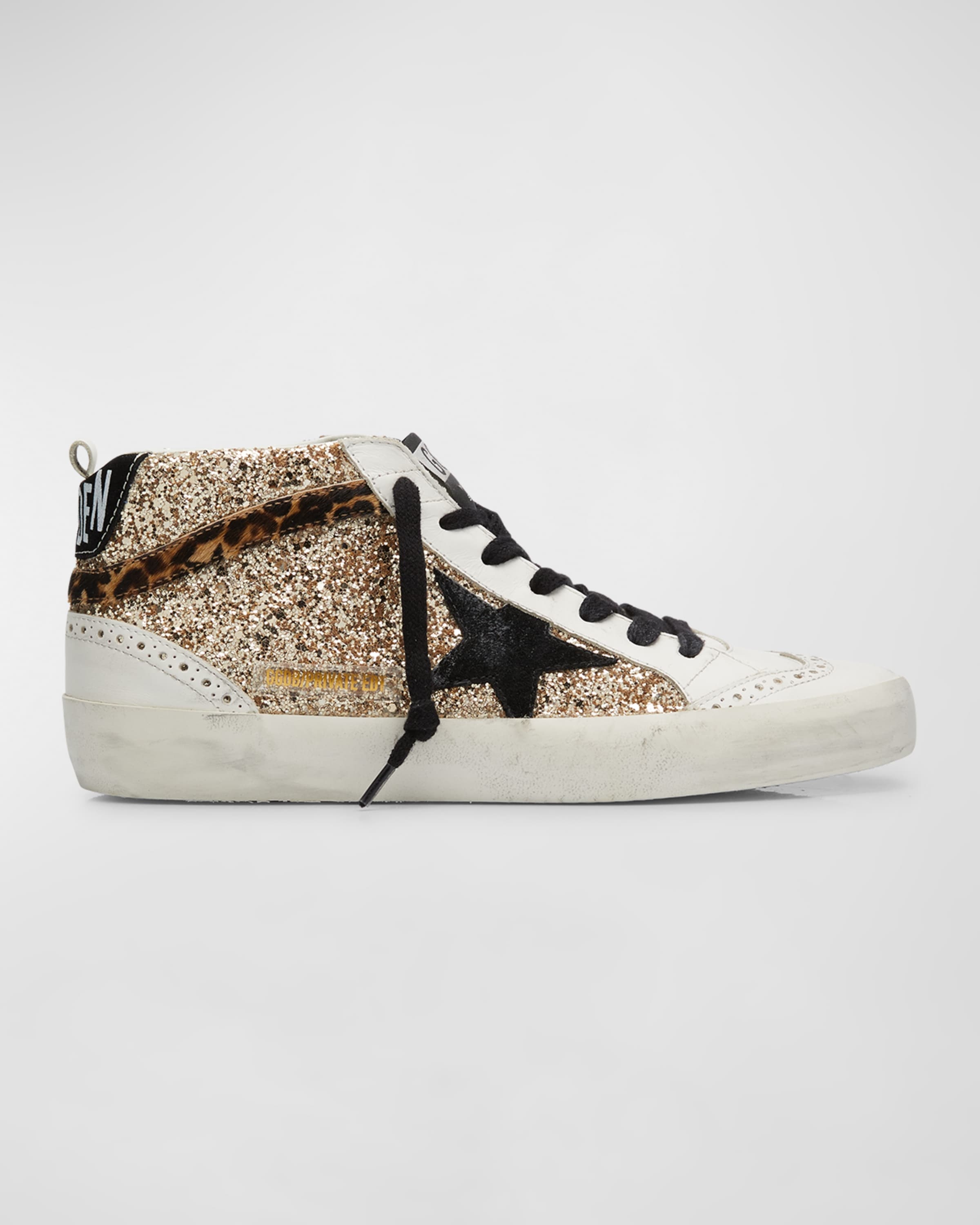 Mid Star Glitter Wing-Tip Sneakers - 1