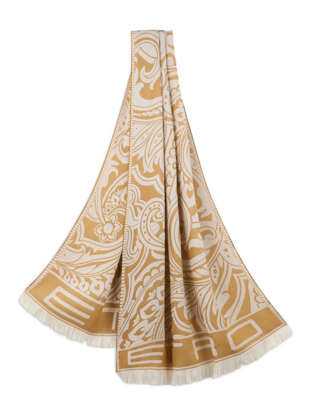paisley-pattern fringed scarf - 3