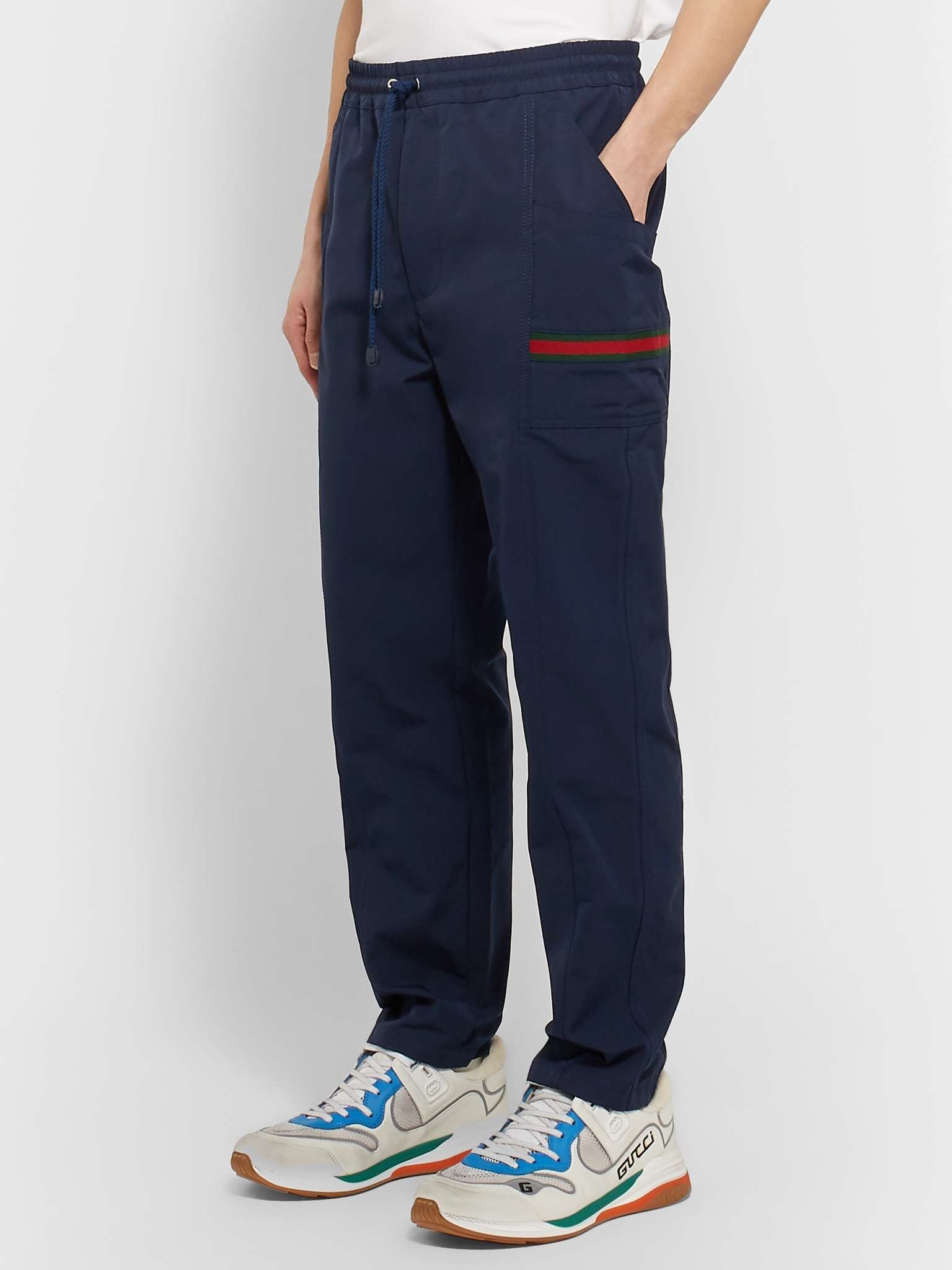 Navy Tapered Logo-Appliquéd Tech-Jersey Drawstring Trousers - 4