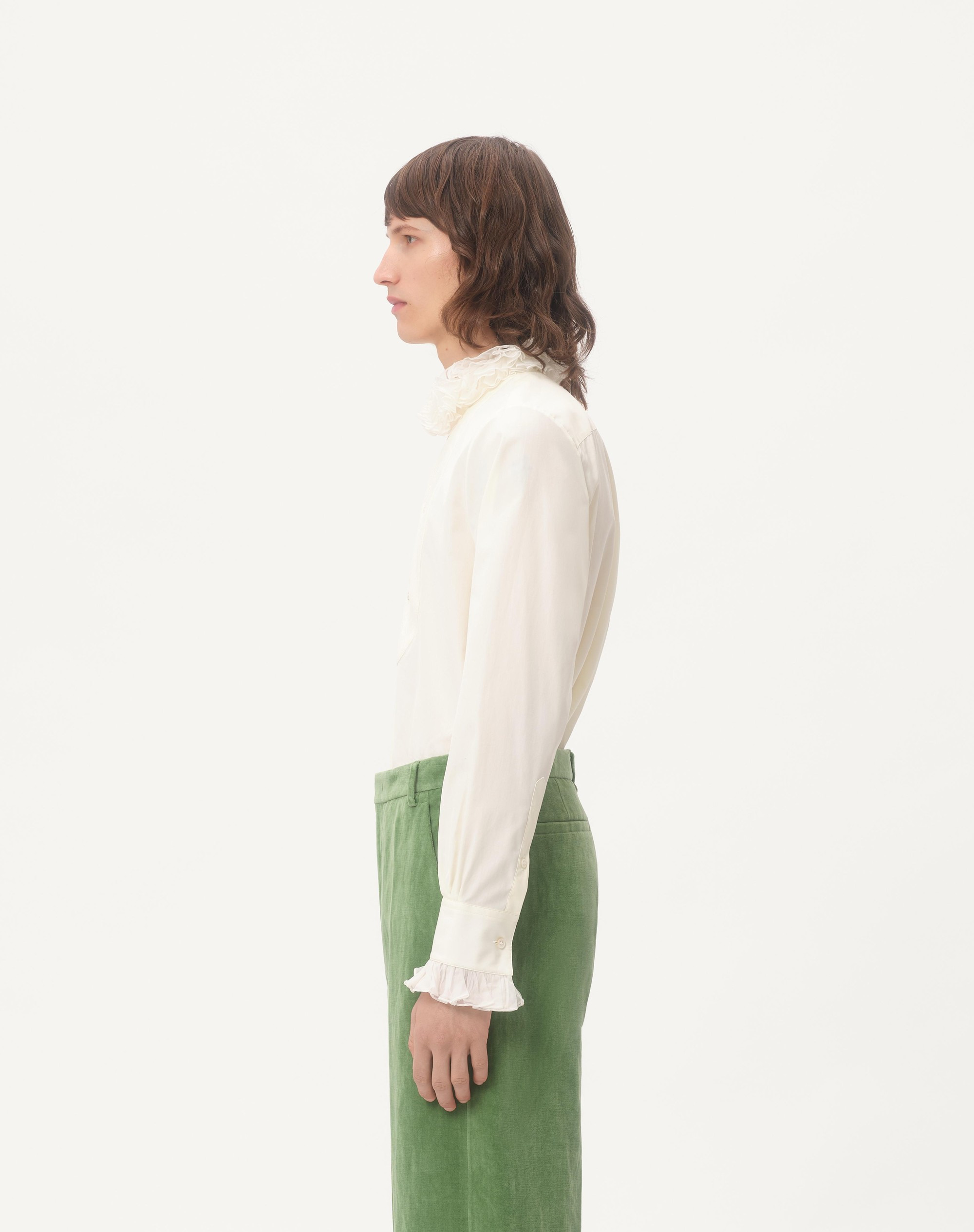 COTTON SHIRT WITH PLASTRON AND RUFFLES - 7