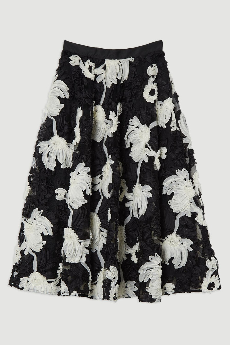 Rosette Mono Textured Woven Prom Skirt 4