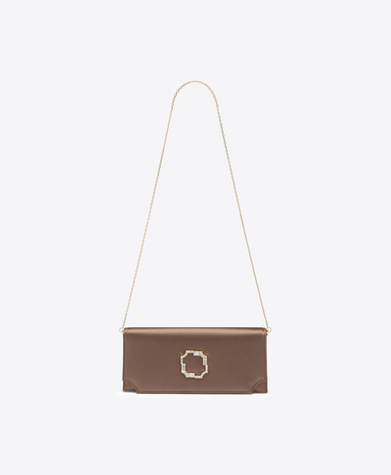 Vivien Taupe Satin Clutch Bag 6