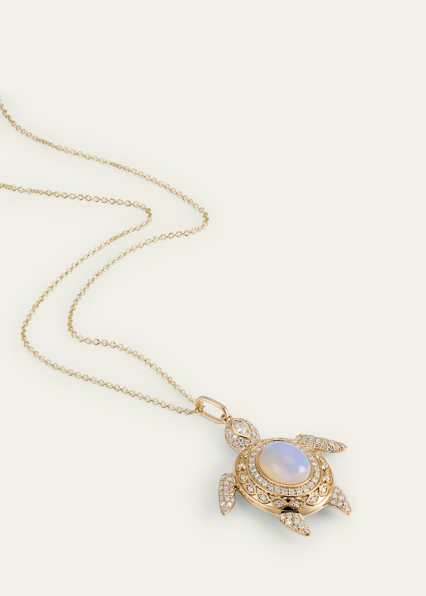 Marquise Eye Diamond Pave Turtle Charm Chain Necklace - 3