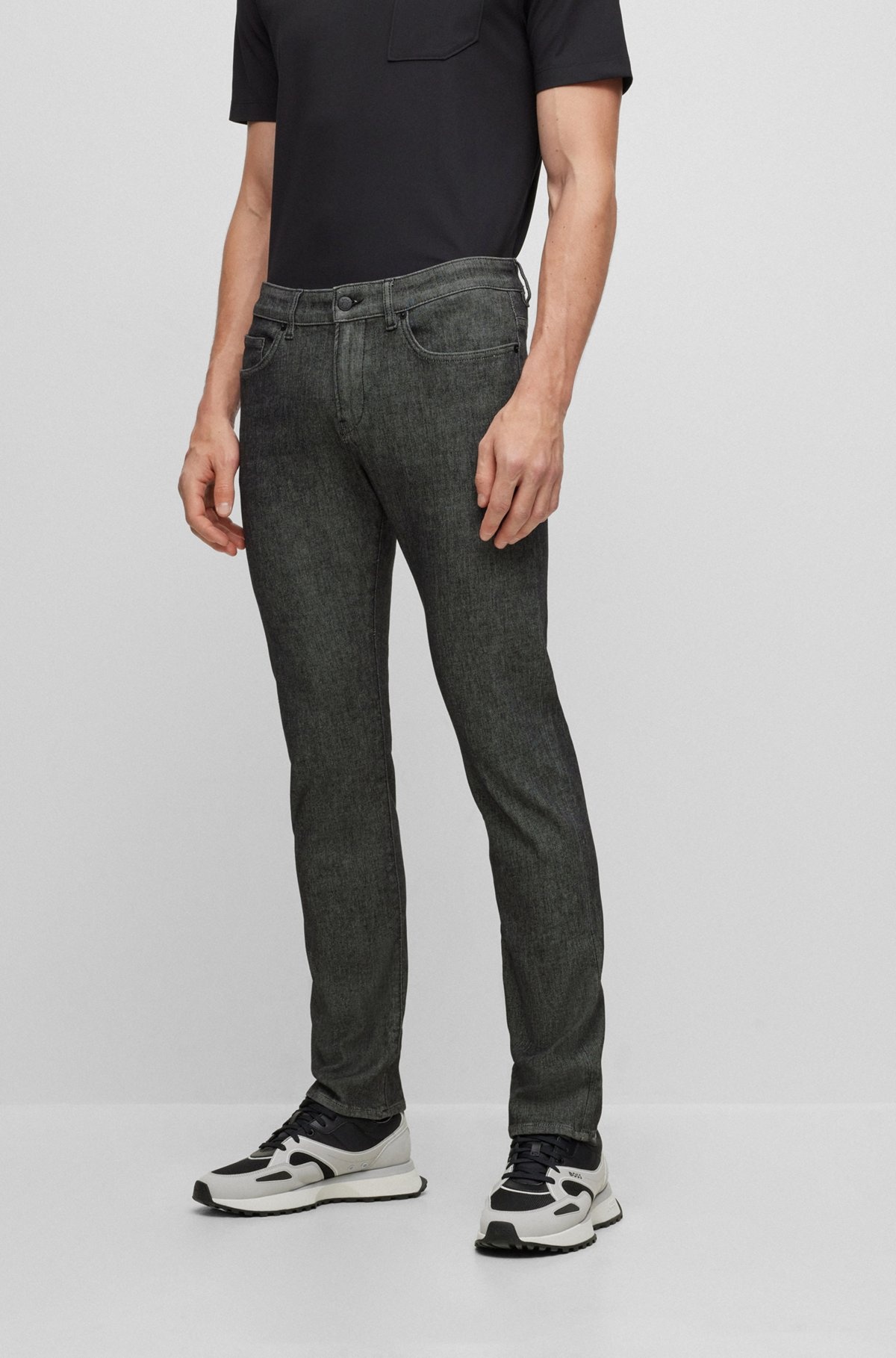 SLIM-FIT JEANS IN BLACK PERFORMANCE-STRETCH KNITTED DENIM - 2