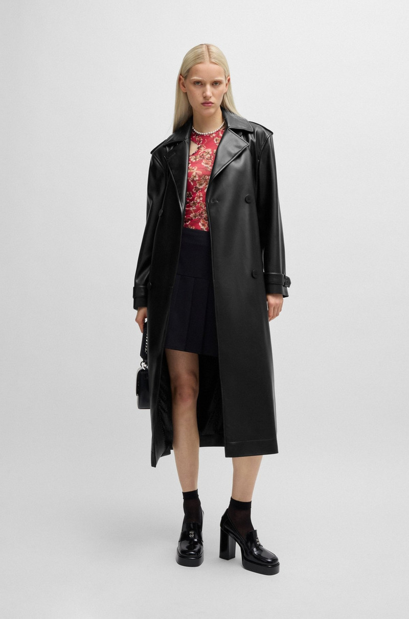 HUGO OVERSIZE-FIT TRENCH COAT IN FAUX LEATHER outlook
