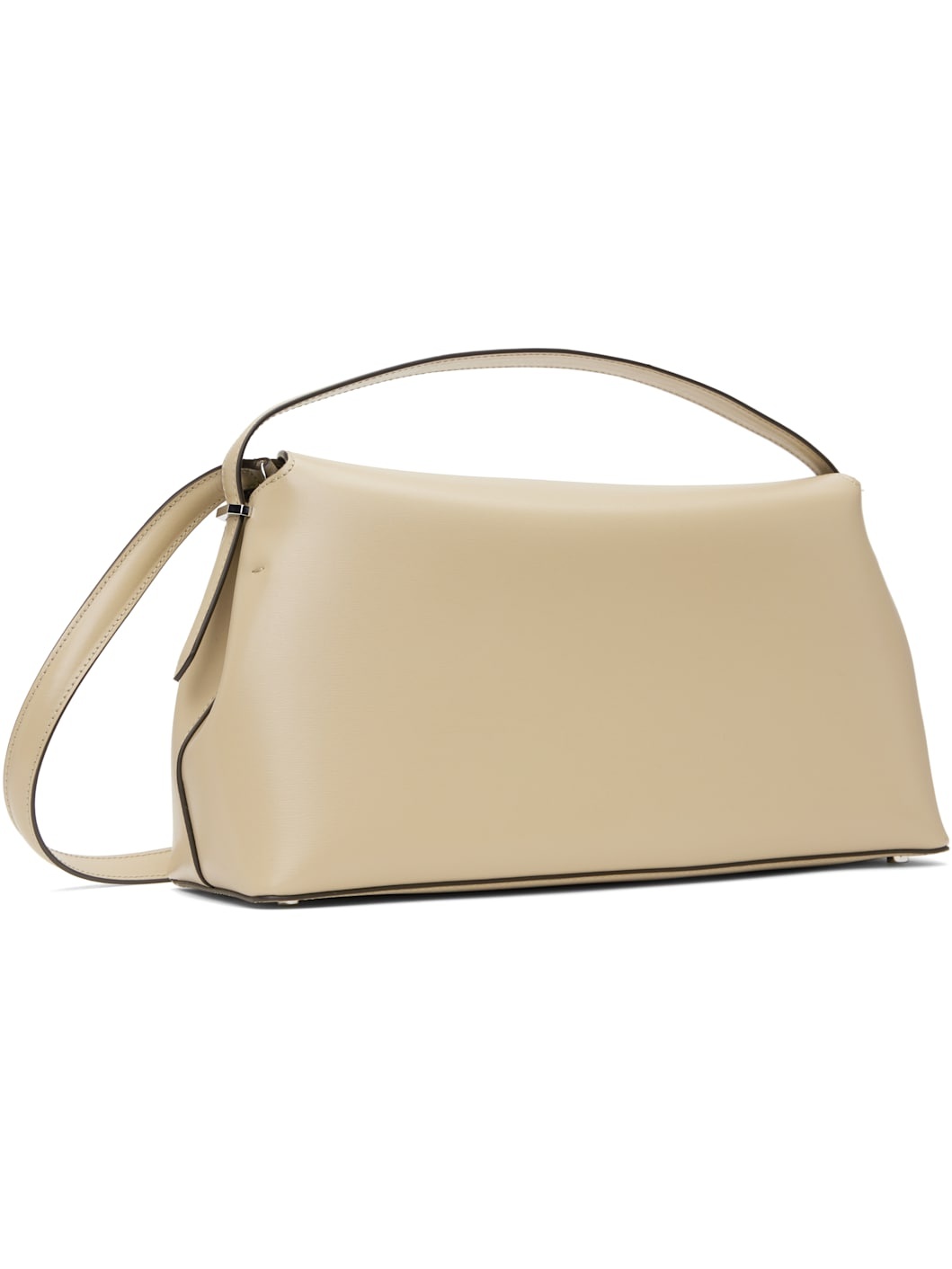Beige T-Lock Leather Top Handle Bag - 3