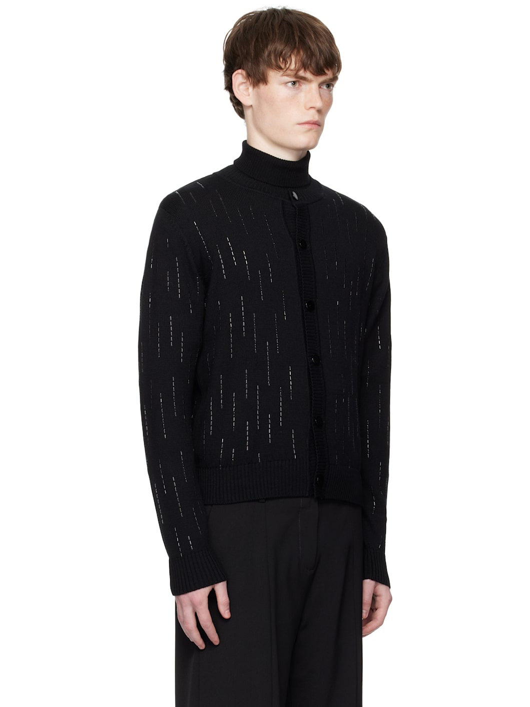 Black Embellished Rain Appliqué Cardigan - 2