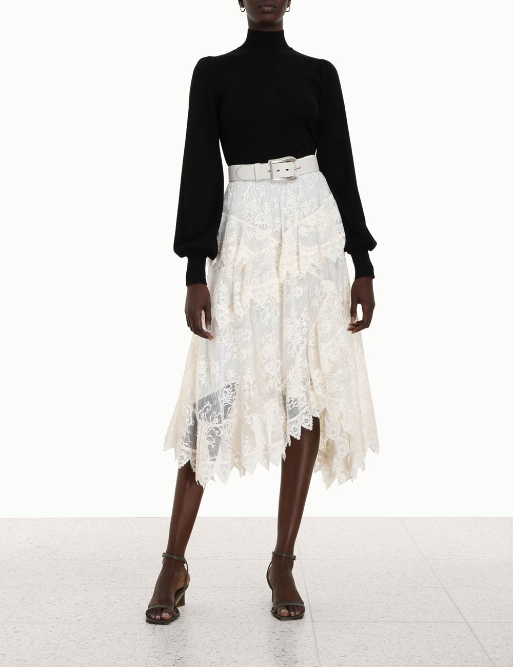 LACE ASYMMETRIC SKIRT - 7