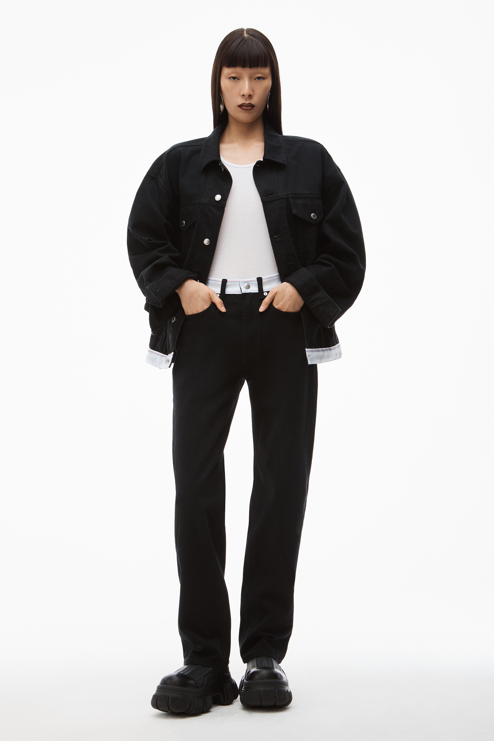 LOGO STRAIGHT JEAN IN WASHED BLACK DENIM - 2