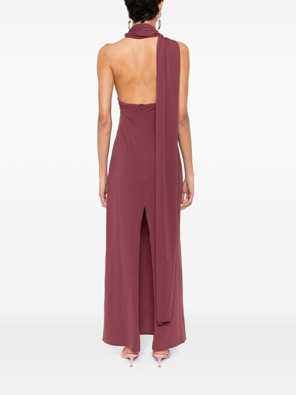 shawl-collar maxi dress - 4