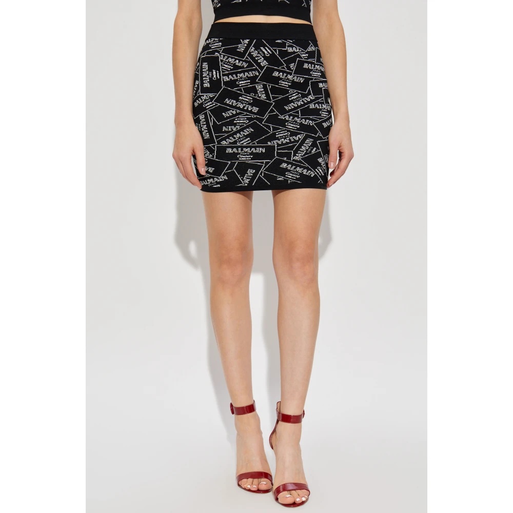 スカート BALMAIN 'Monogram' skirt Black  DF1LC056KG96 Balmain SHORT SKIRT WITH MONOGRAM | miinto | REVERSIBLE