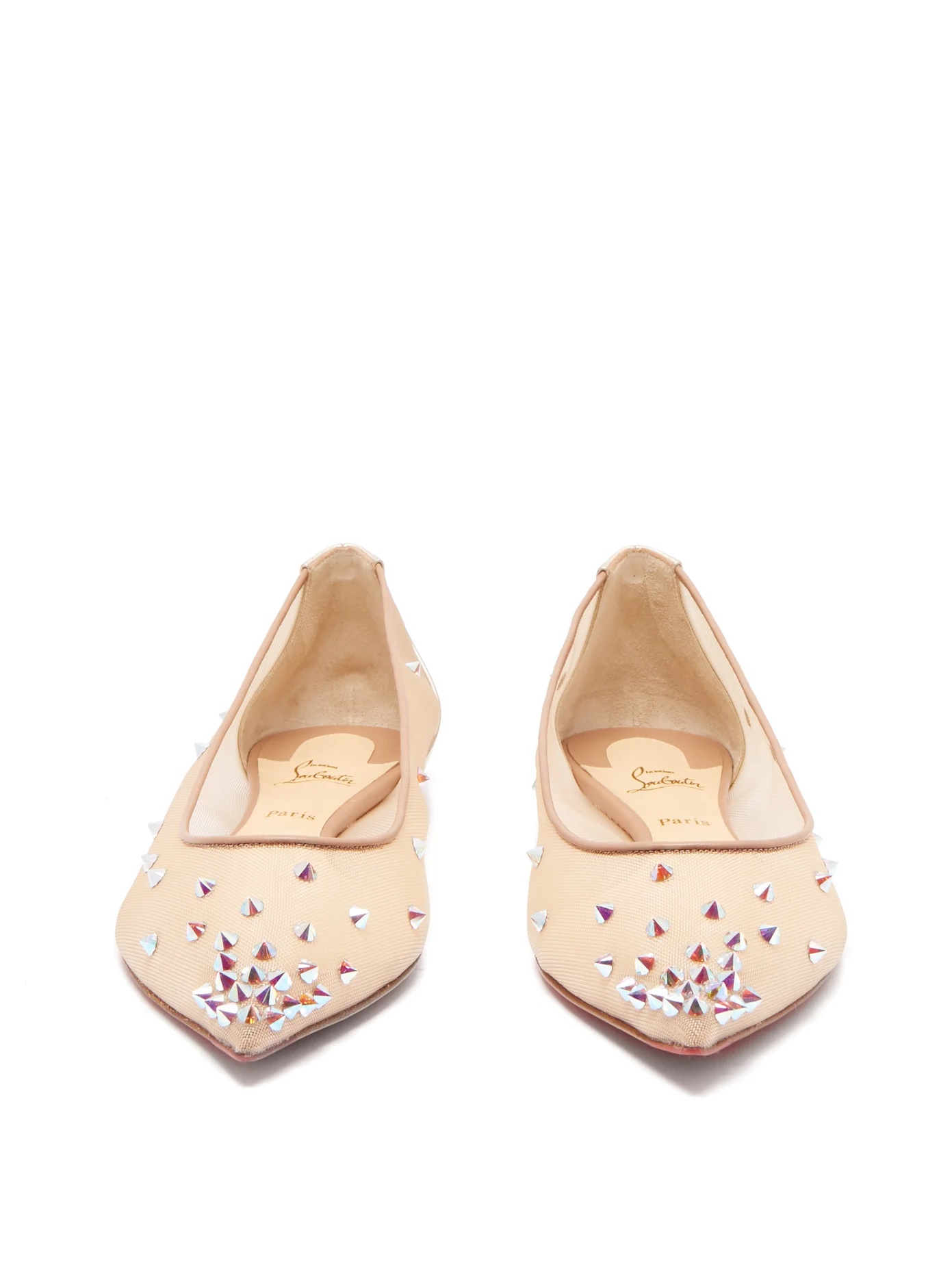 Degra crystal spike-embellished mesh ballet flats - 5