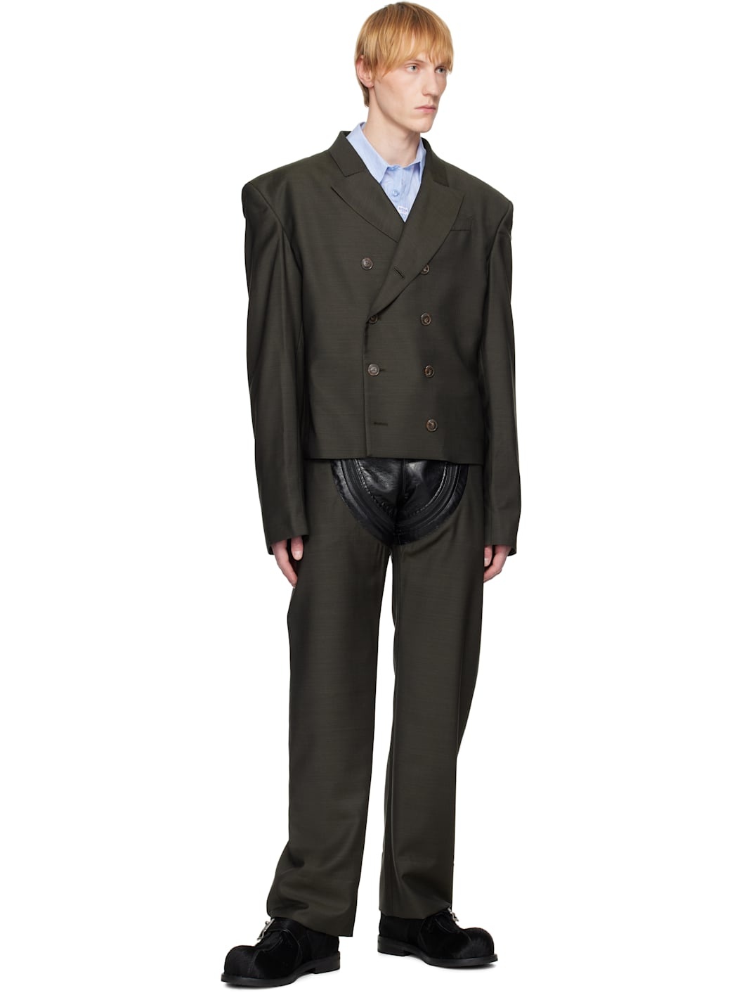 Green Zip Chap Tailored Trousers - 4