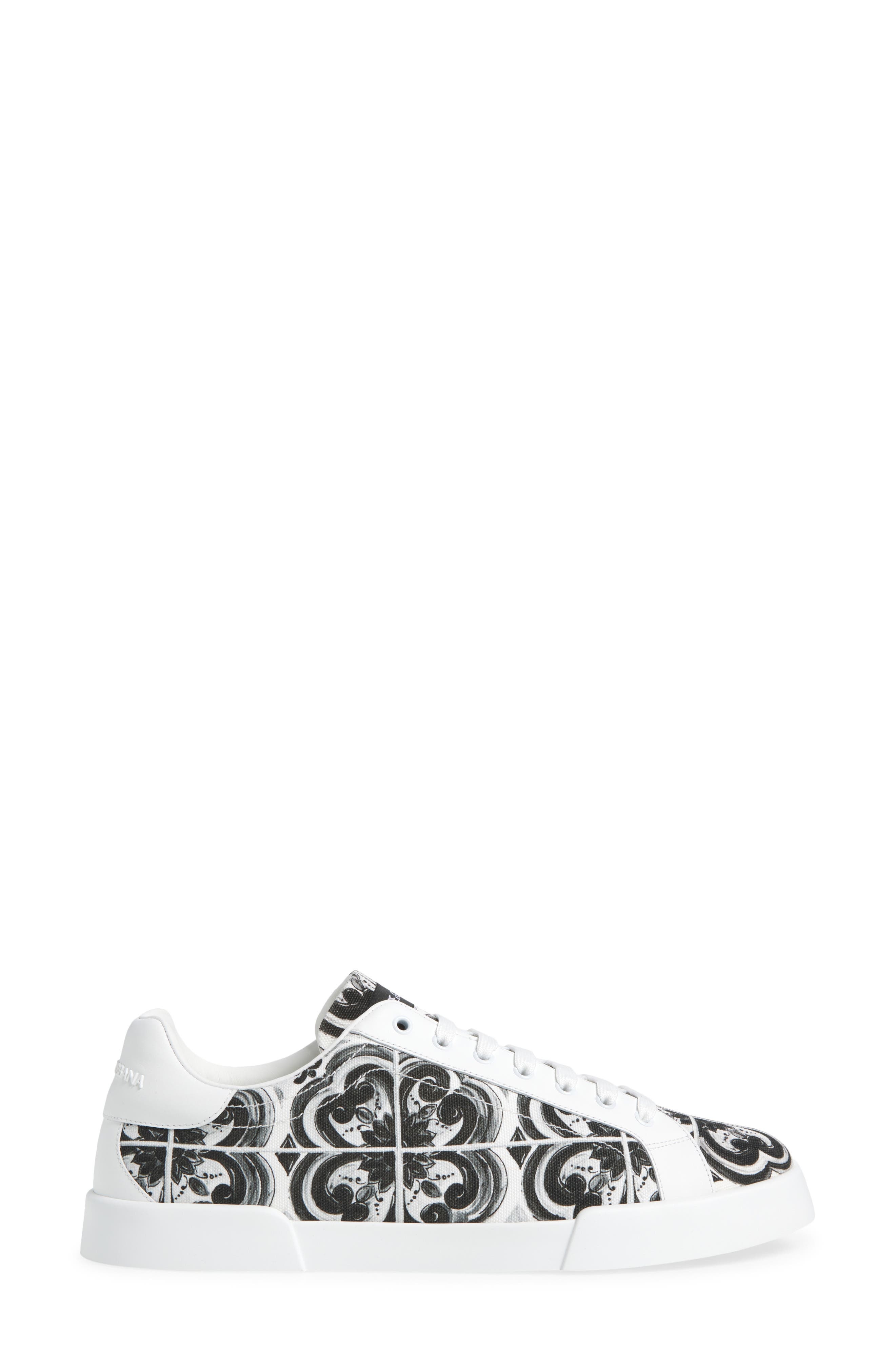 Dolce&Gabbana Portofino Majolica Print Sneaker in Iu3Tn Maiolica 3 Nero at Nordstrom - 3