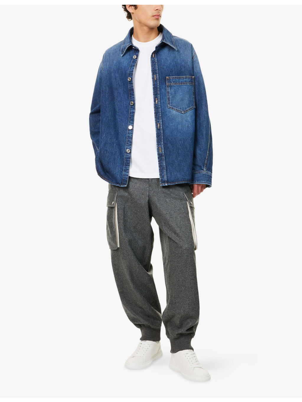 Oversized Classic-Collar Denim Overshirt - 2