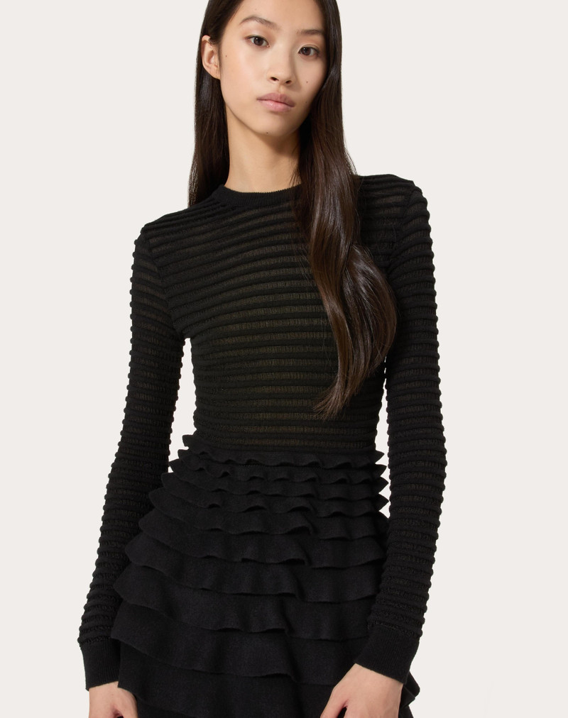 SHORT VISCOSE AND WOOL DRESS 5