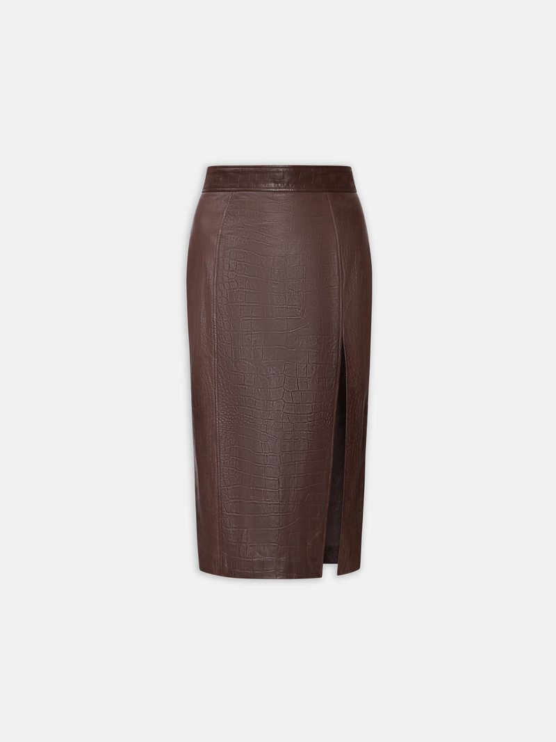 WOMEN'S CROC EMBOSSED MIDI SKIRT 1