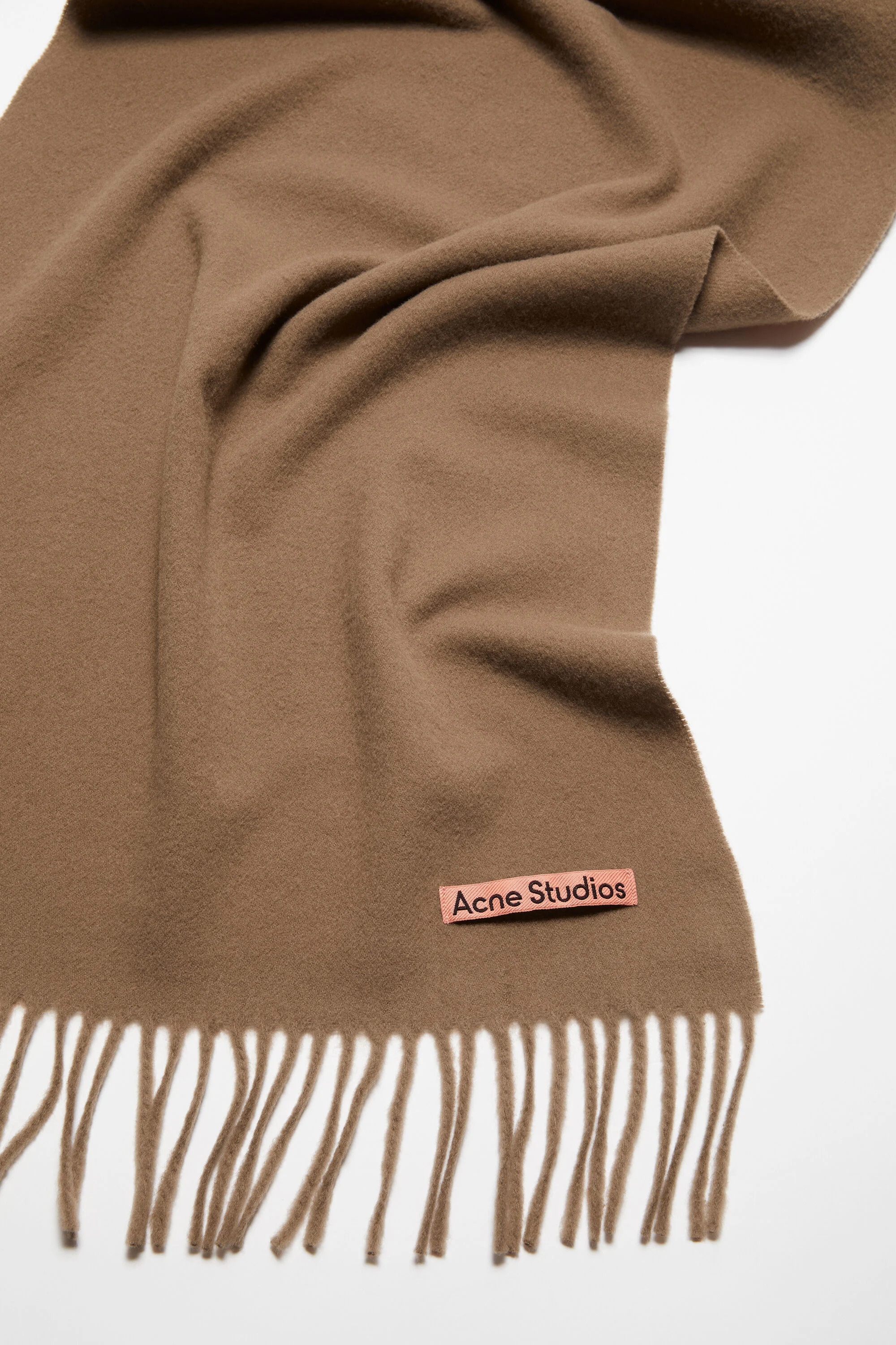 Fringe wool scarf – Narrow - Caramel brown - 4