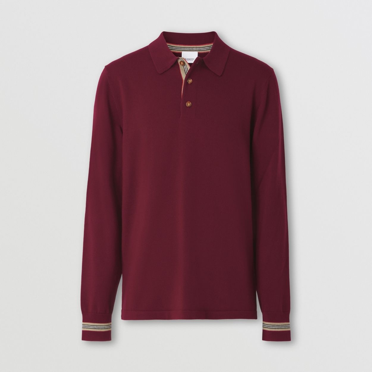 Long-sleeve Icon Stripe Detail Wool Polo Shirt - 1