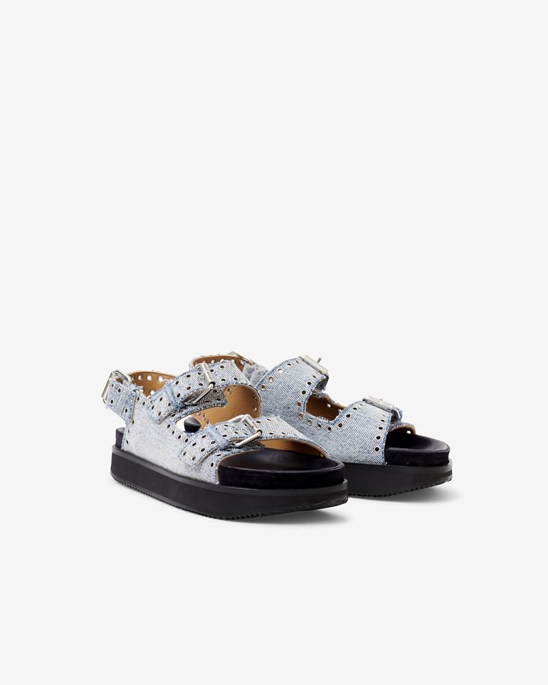 DENIM OPHIE PLATFORM BUCKLE SANDALS - 3