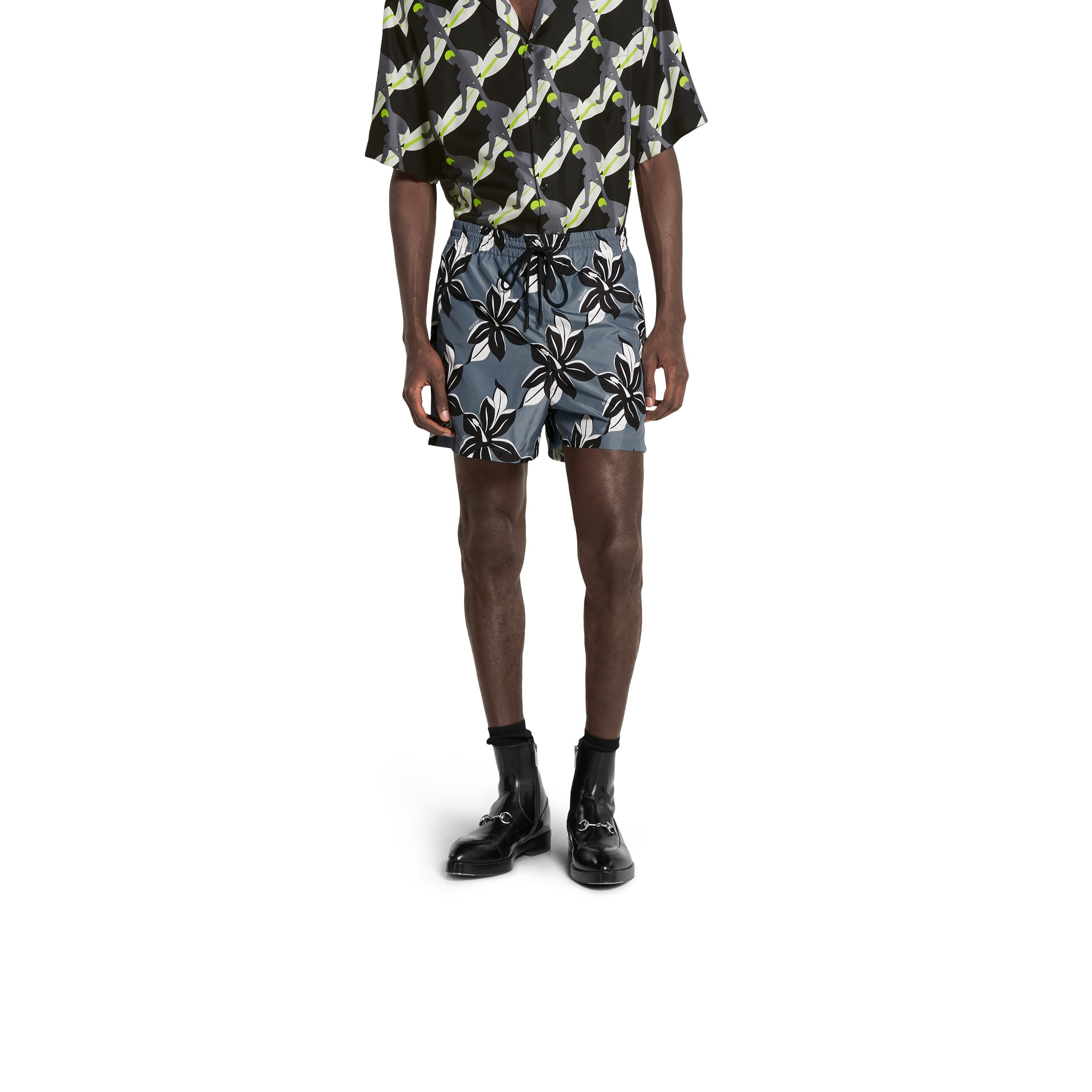 Printed technical poplin swim short - 3