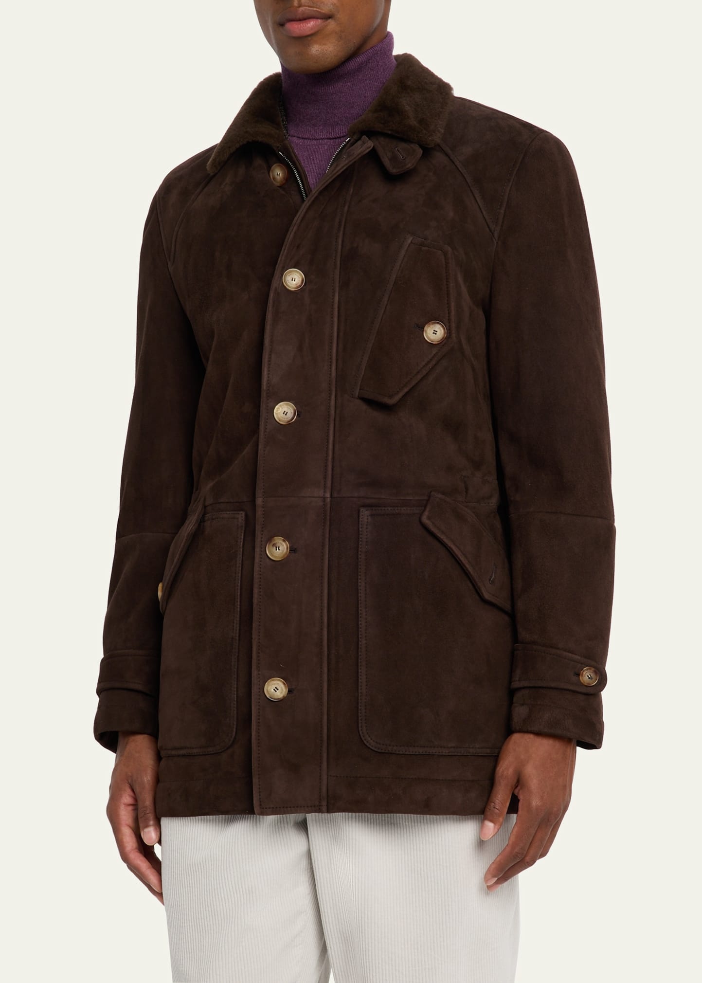 Men's Shearling Lined Button-Front Parka - 4