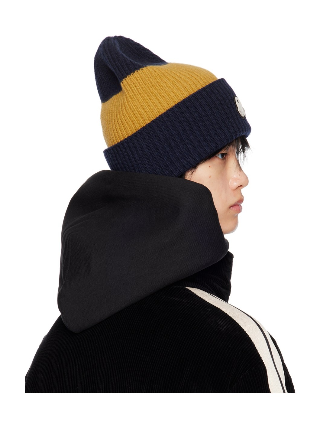 Moncler x Palm Angels Navy & Yellow Beanie - 3