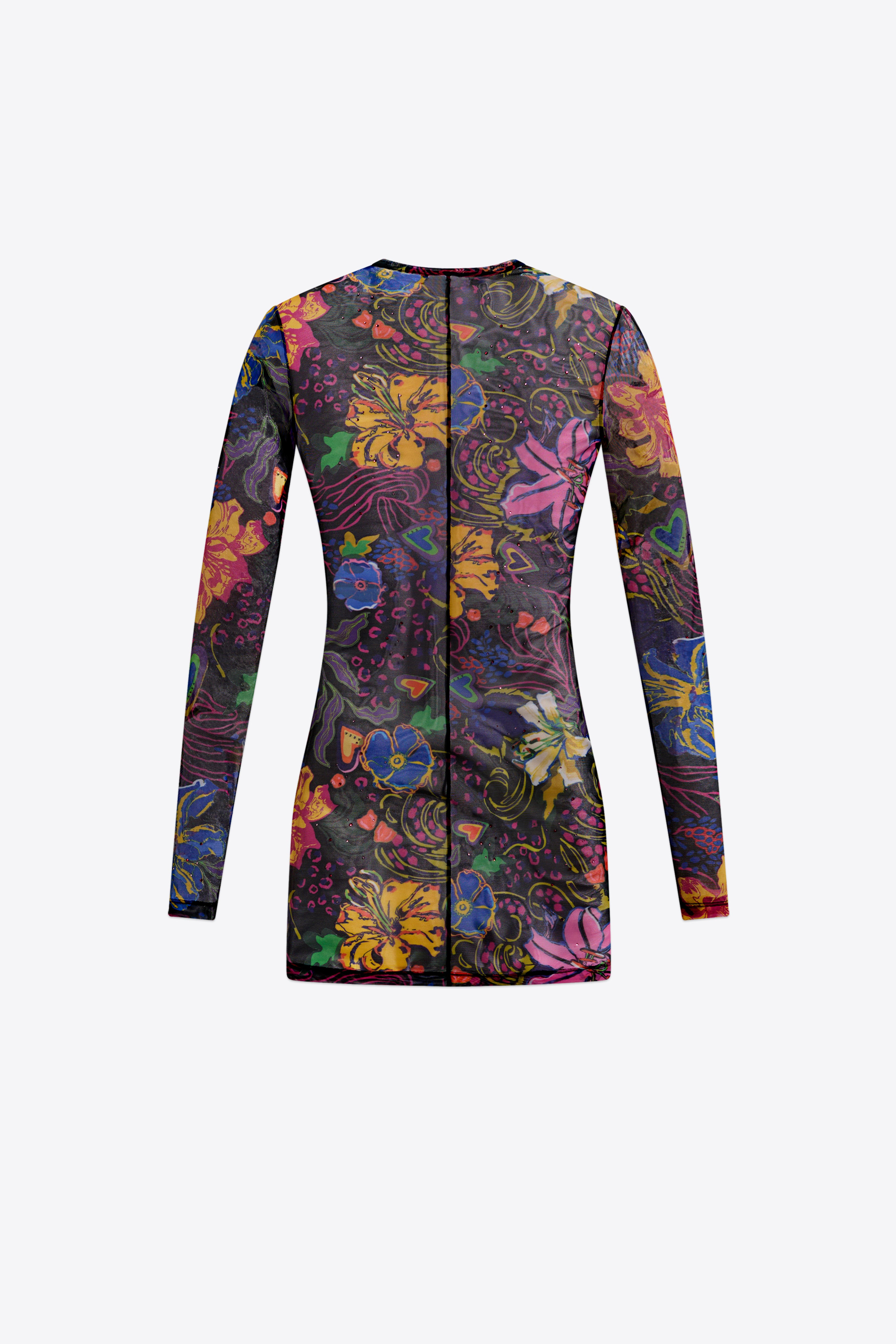 HOTFIX PRINTED TULLE LONG SLEEVE MINI DRESS - 2