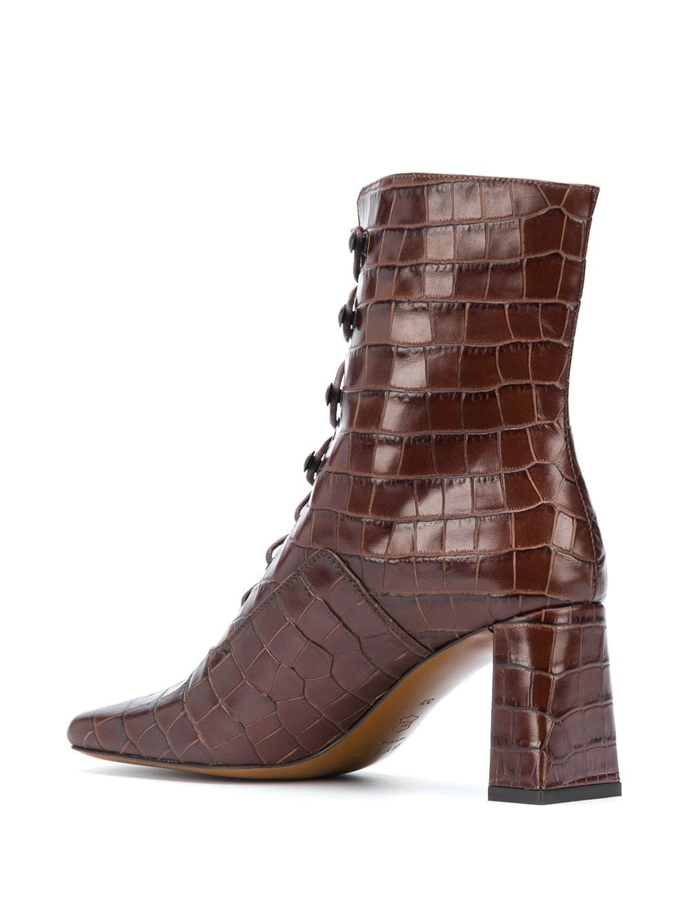 square-toe crocodile ankle boots - 3