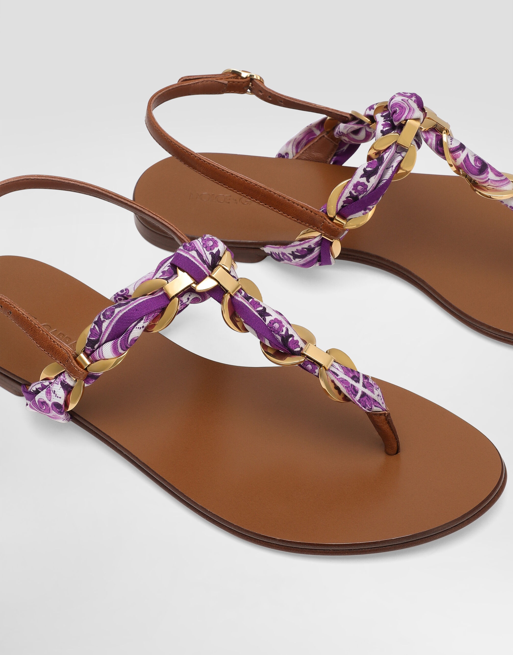 Majolica-print twill flip-flops - 4